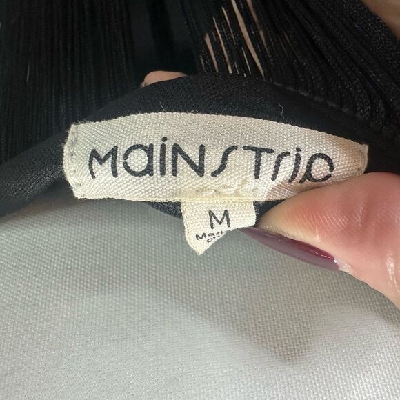 Main Strip Black Mini One Shoulder Fringe Dress Size M - Picture 7 of 9